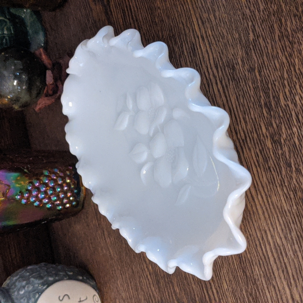 Vintage Milk Glass Trinket Dish